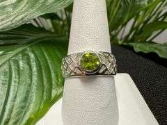 Sterling Silver 925 Natural Gemstone Peridot Ring Size 8