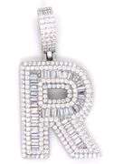 925 Sterling silver R initial cubic zirconia pendant