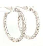 14kt White gold 1.45ctw diamond in out hoop earrings