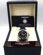 Longines Conquest 43mm black dial on leather strap watch