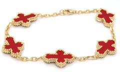 925 Sterling silver coral cross link bracelet