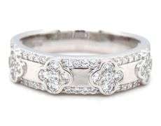 925 Sterling silver flower style white cubic zirconia band