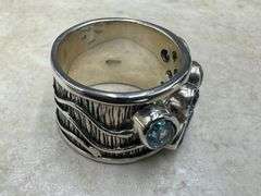 Sterling Silver 925 Natural Gemstone Blue Topaz Ring Size 7.5