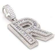 925 Sterling silver R initial cubic zirconia pendant