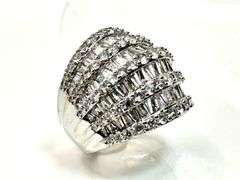 Sparkling 14 Kt White Gold Plate 21.5 Cttw. Simulated Diamond Ring