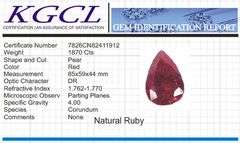 Magnificent Certified Museum Size 1870 Ct Natural Red Ruby Solitaire