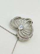 925 Sterling Silver Heart Swirl Style Interwoven Crystal Pave pendant With Chian Necklace