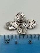 9250Sterling Silver Crystal Pave Four Petal Floral Motif Earrings