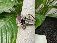 Sterling Silver Natural Gemstone Amethyst Ring Size 5