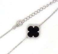 925 Sterling silver 5 clover black onyx necklace