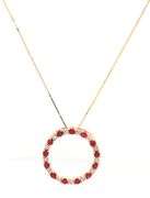14kt Yellow gold ruby and diamond circle pendant on chain
