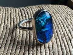 Sterling Silver 925 One of a Kind Dichroic Glass Ring Size 8