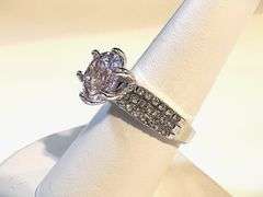 Ladies Large 4.5 Ct Sparkling Ice White Lavender Simulated Lab Diamond Ring