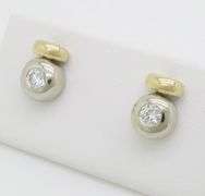Bezel Set Diamond Two-Tone Stud Earrings