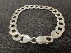 Men's 8.5mm Solid .925 Sterling Silver Flat Curb Chain Link Italy Bracelet 7" inch