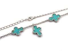 925 Sterling silver turquoise cross link necklace