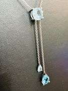 Sterling Silver Blue Topaz Lariat Necklace – Elegant Drop Pendant Design