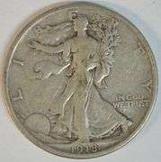 Scarce 1918-D Walking Liberty Half Dollar in XF