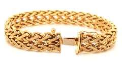 Wide Woven Italian Made 14K YG Bracelet