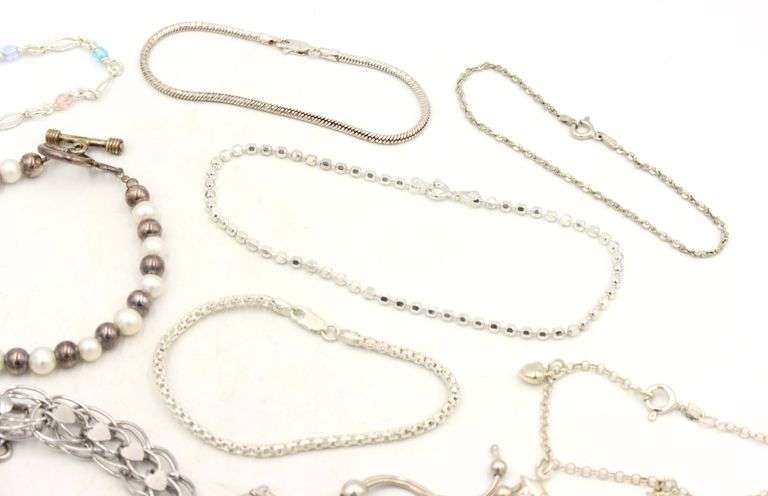 Group lot of 10 vintage 925 sterling silver bracelets