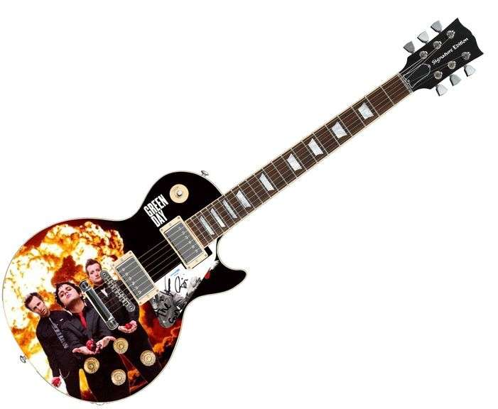 Green Day Signed "Punk Pyrotechnics" 1/1 Signature Edition Graphics Guitar ACOA