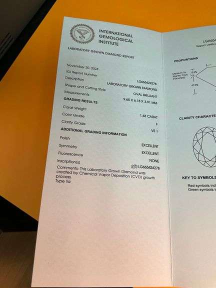 I.G.I CERTIFIED LOOSE DIAMOND 1.43 CARAT