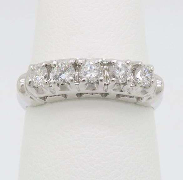 Vintage Five Stone Diamond Ring in 14k White Gold