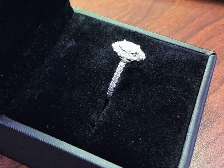 UNIQUE 14 K WHITE GOLD ENGAGEMENT RING