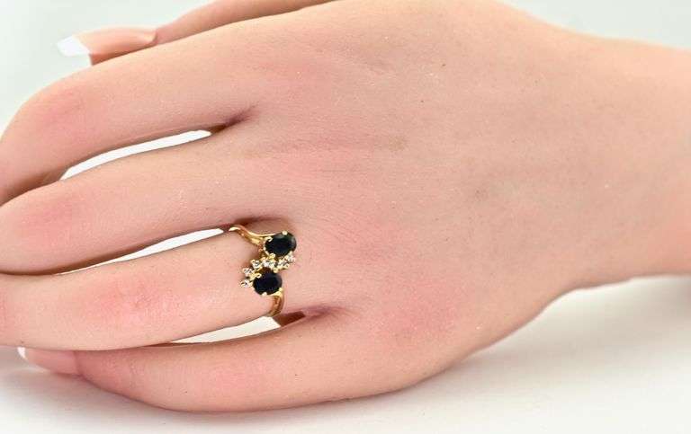 Sweet 14K Yellow Gold Sapphire & Diamond Ring