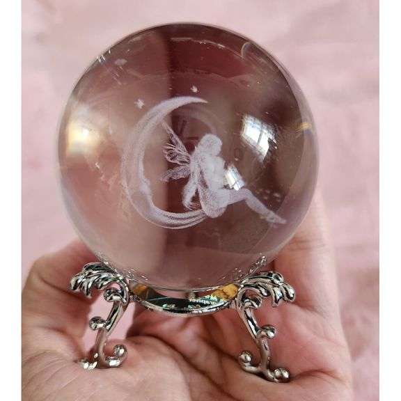 Fairy on the Moon Crystal Paperweight