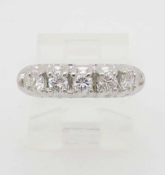 Vintage Five Stone Diamond Ring in 14k White Gold