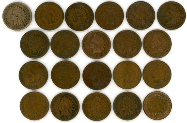 21 Different Indian Head Cents: 1862-1908
