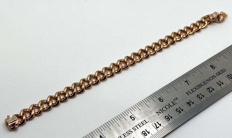 Very fine Cuban rose gold 14k with diamonds, size 7