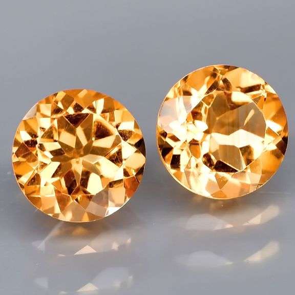 High fire 3.85ct 8mm pair of golden yellow Citrine