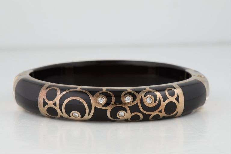 Gold Plated Silver CZ Resin Bangle