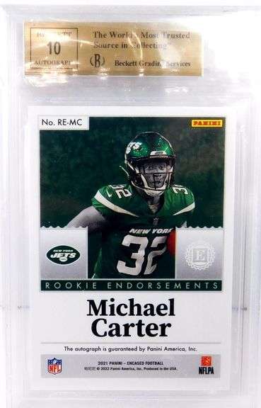 Michael Carter Rookie Endorsement Football Card, Graded