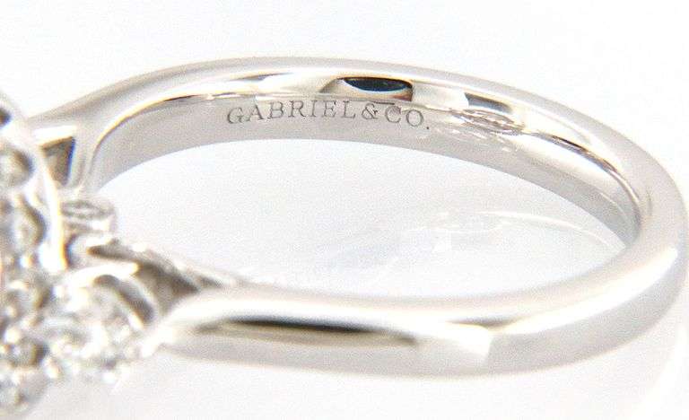 New Gabriel & Co. 0.52ctw Halo Three Stone Semi Mount Ring in 14K