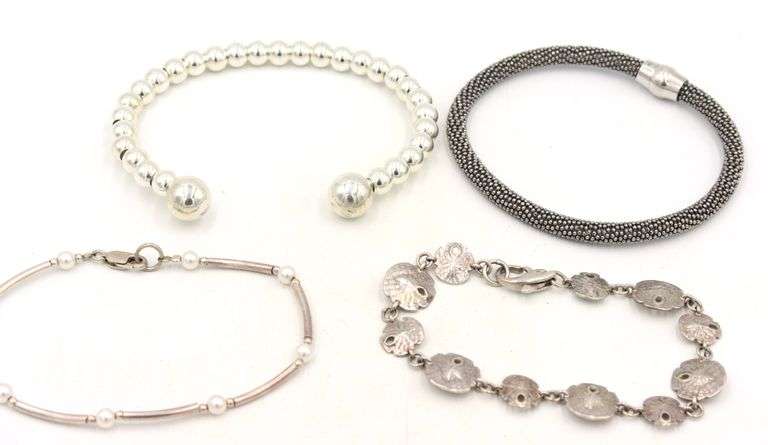 Group lot of 6 Vintage 925 sterling silver bracelets