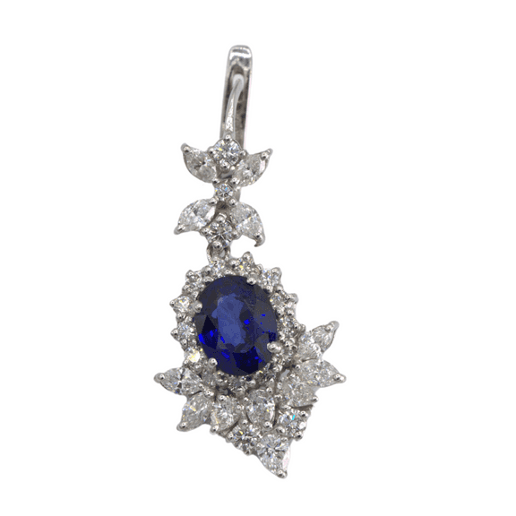 18k (750) White Gold Natural Sapphire And Natural Diamond Earring