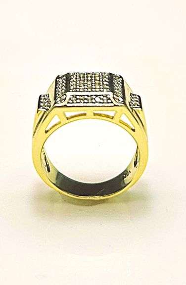 Mens Strong 14 Kt Gold Plated Lab Simulated Diamond Ring