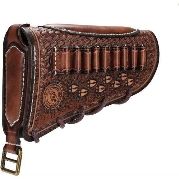 Leather Cheek Rest Buttstock Pouch with Ammo Holder