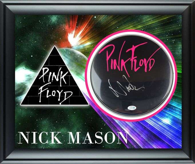 Pink Floyd Nick Mason Autographed Custom Framed Drum Head Drumhead Display ACOA