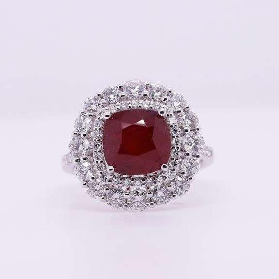 GIA certified Platinum Ruby & Diamond Ring