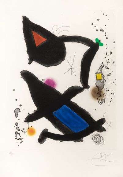 Rare Joan Miro Etching and Aquatint Signed in Pencil