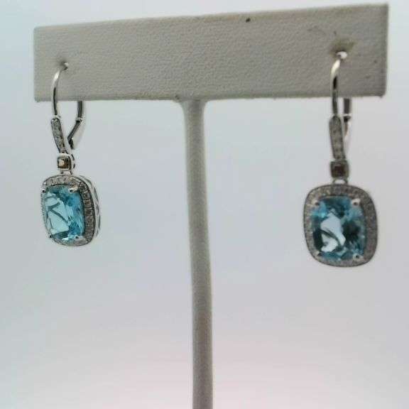 Blue Topaz and Diamond Earrings