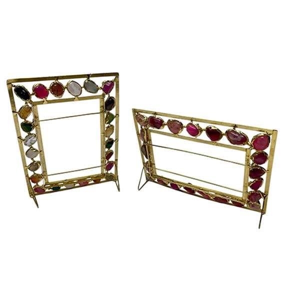 Gold Tone Metal Quartz Frames – Handcrafted Set of Two