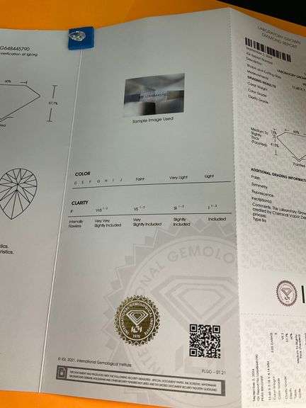 IGI CERTIFIED LOOSE DIAMOND 2.03 CARAT PEAR SHAPE E-VS2