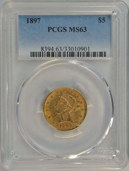 Very Choice BU 1897 US $5 Liberty Gold Piece. PCGS MS63