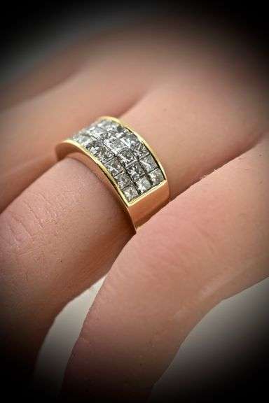 Vibrant 14K Yellow Gold Invisibly-Set Diamond Ring