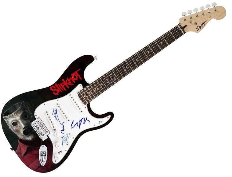 Slipknot Autographed Signed 1/1 Fender Graphics Guitar Exact Video Proof ACOA
